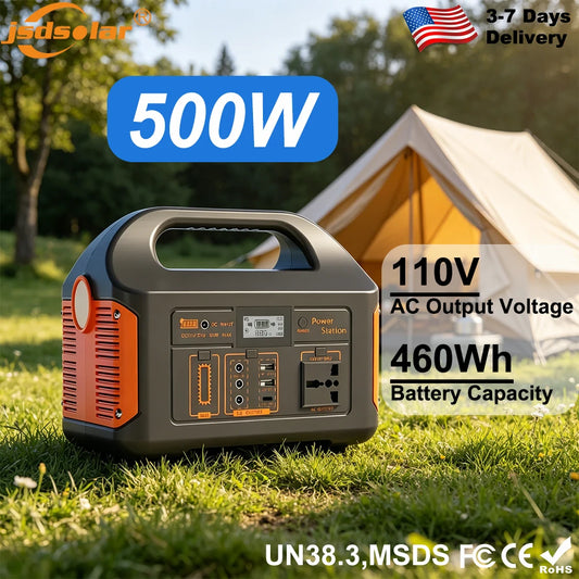 GaiaRay 500W Portable Solar Power Station 460Wh LiFePO4 Battery