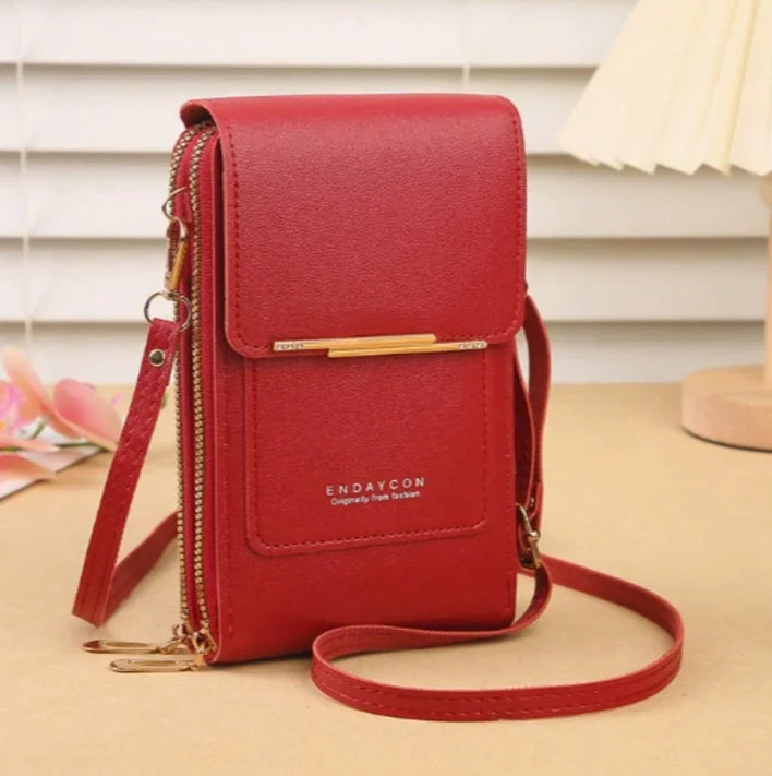 PU Crossbody Bag For Women With Card Slots Zipper Pocket