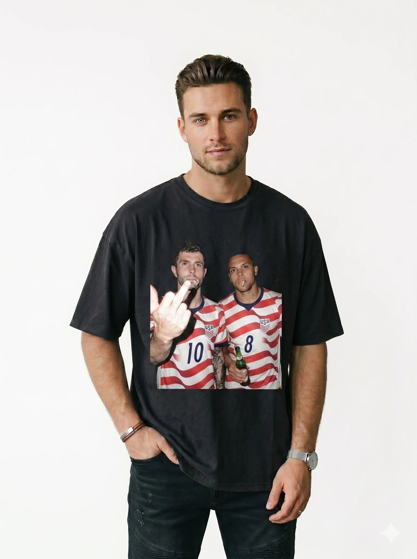 Football Superstar Graphic Tee Harajuku Style Heavyweight Cotton
