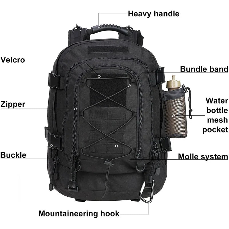 LQARMY Military Tactical Backpack Molle Rucksack Outdoor Travel Hiking
