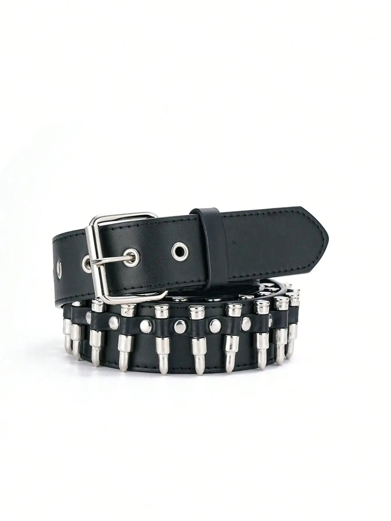 Unisex Punk Rock Y2K Style Belt With Release Buckle Leather