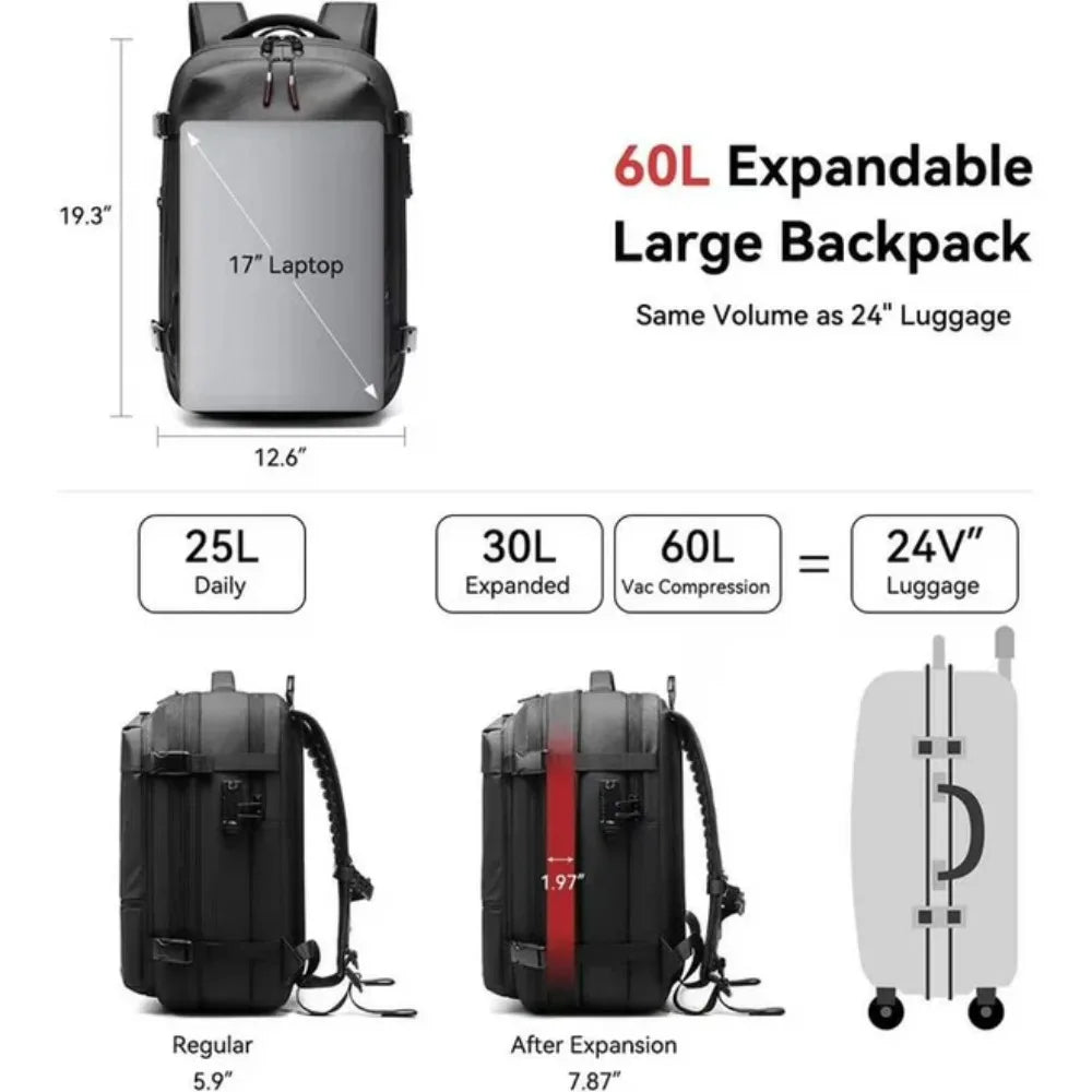 Kabaqoo Expandable Vacuum Compression Travel Backpack With Electric Pump