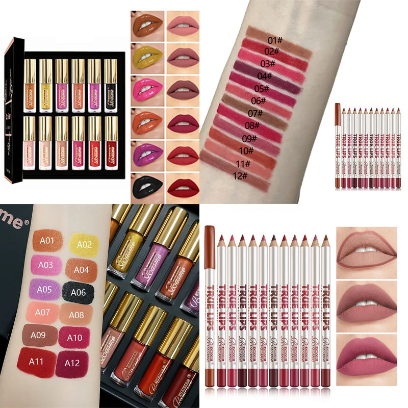 Lip Makeup Gift Set 24 Gloss Colors And 24 Lipliners