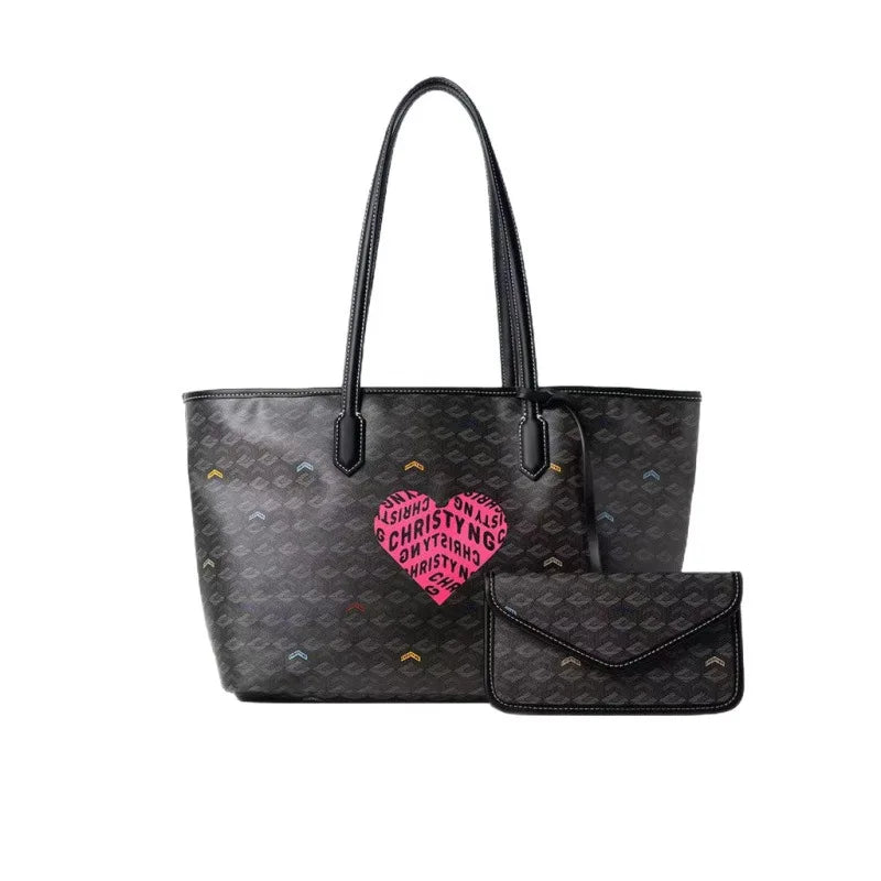 Printed Heart Letter Travel Tote Bag For Portable Storage