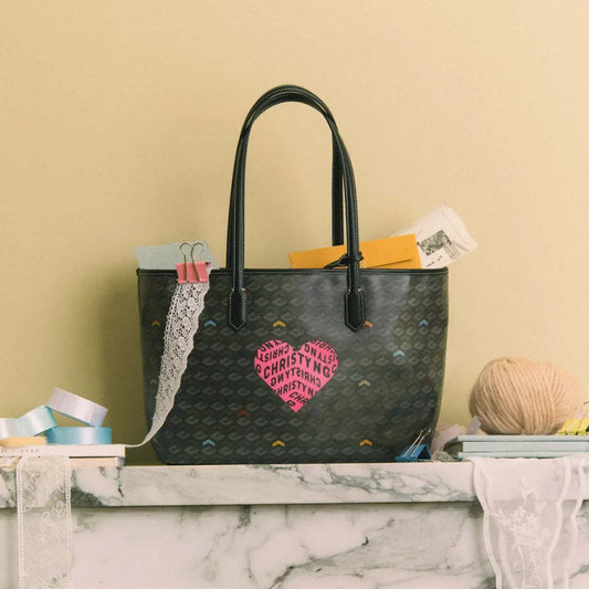 Printed Heart Letter Travel Tote Bag For Portable Storage