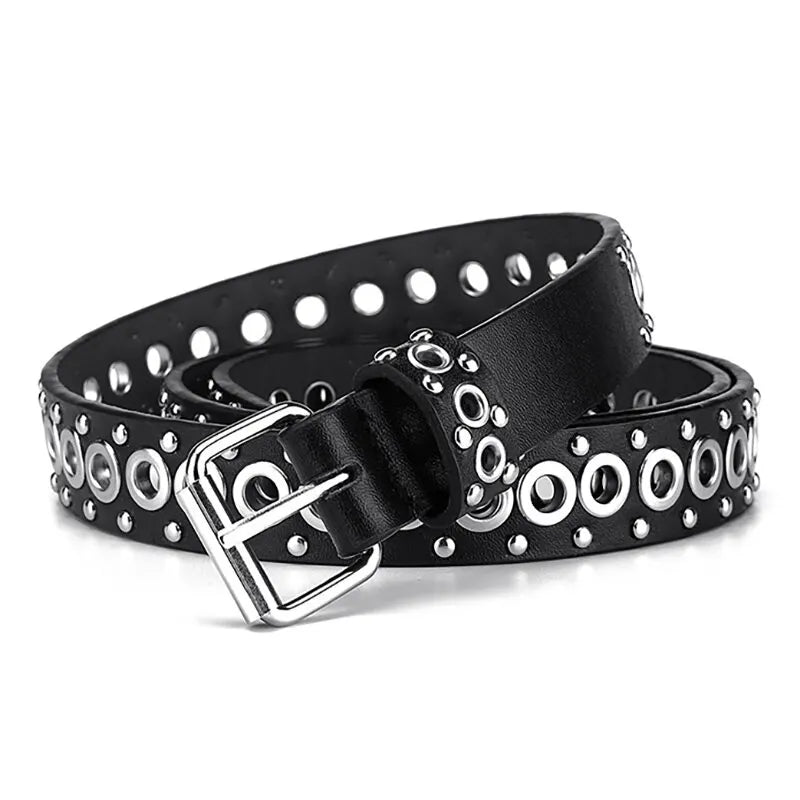Women Fashionable Rivet Needle Buckle Thin Waist Belt