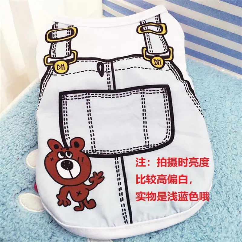 Cartoon Style Soft Dog Vest Shirt For Small Pets Everyday