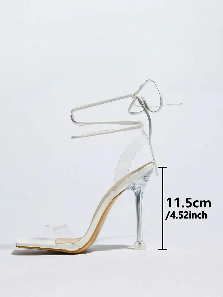 Clear PVC Ankle Strap Sandals For Women With Open Toe