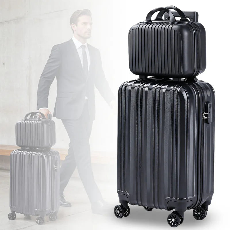 2-Piece Hardside Carry-On Luggage Set With USB Port TSA Lock