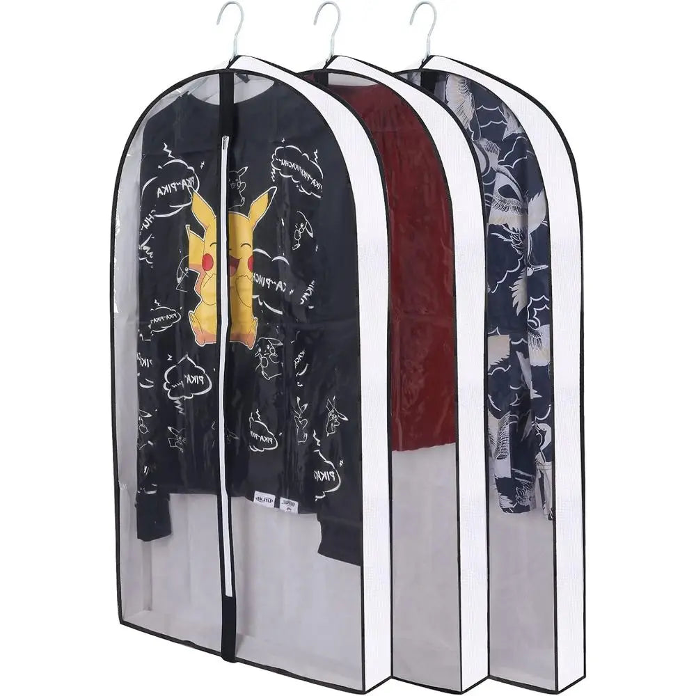Clear Garment Bags With 4-Gussets For Hanging Clothes