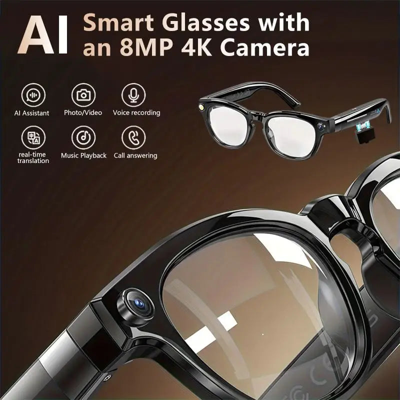 Smart Glasses Real Time Translation AI Assistant With 8MP Camera