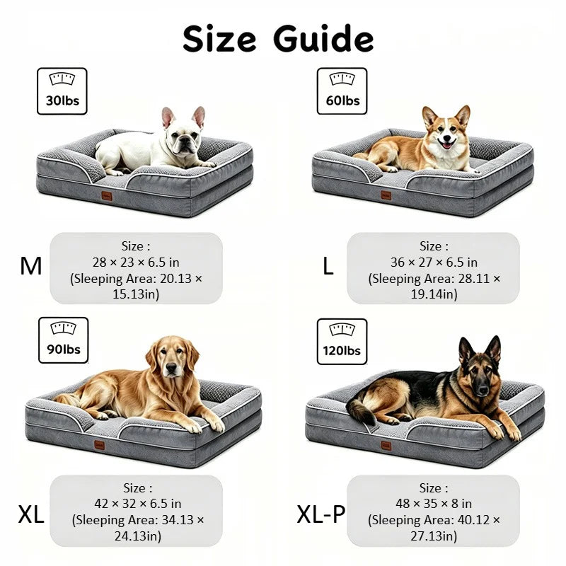 Orthopedic Memory Foam Dog Bed With Washable Waterproof Cover