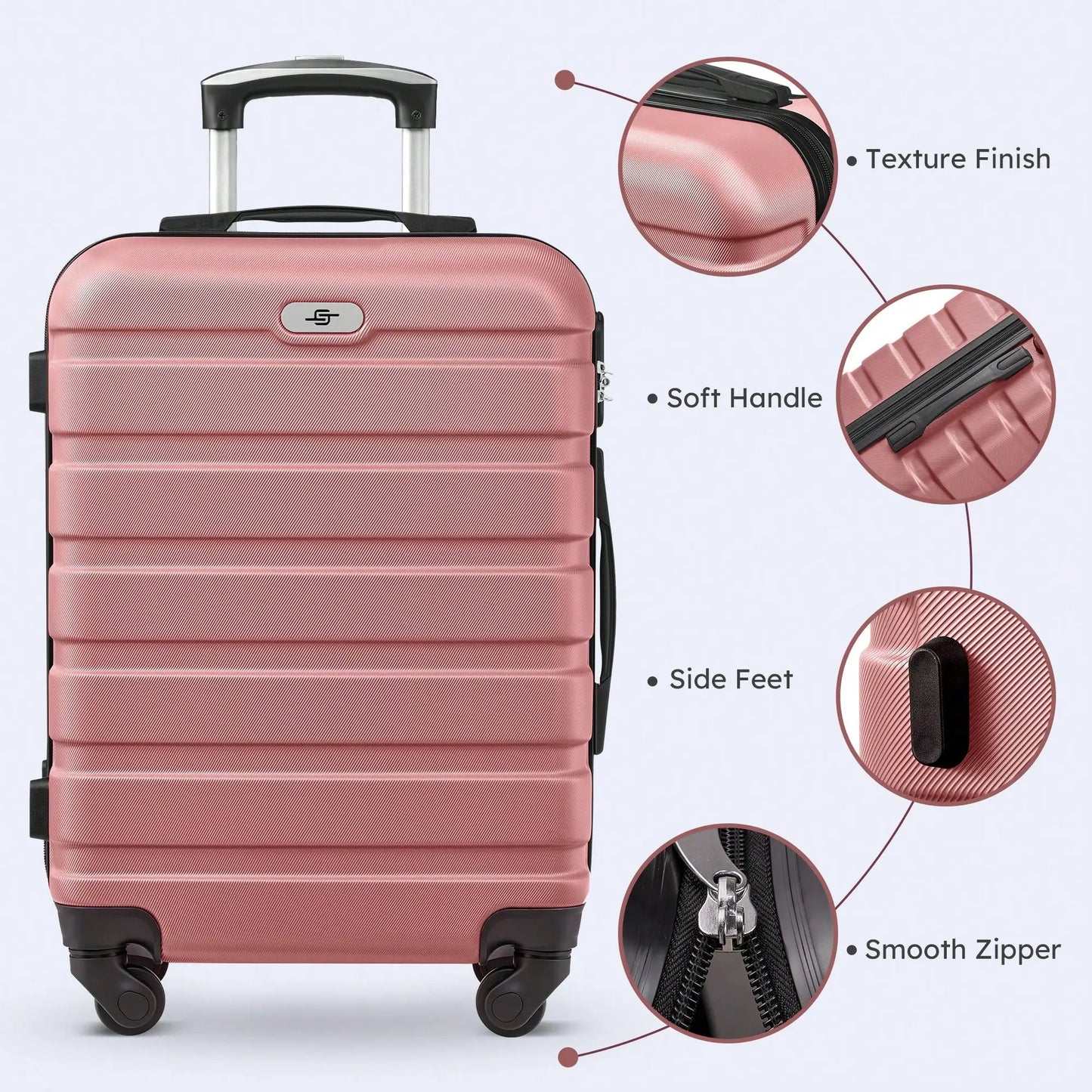 Carry-On Luggage Set 3-Piece Hardshell With Spinner Wheels