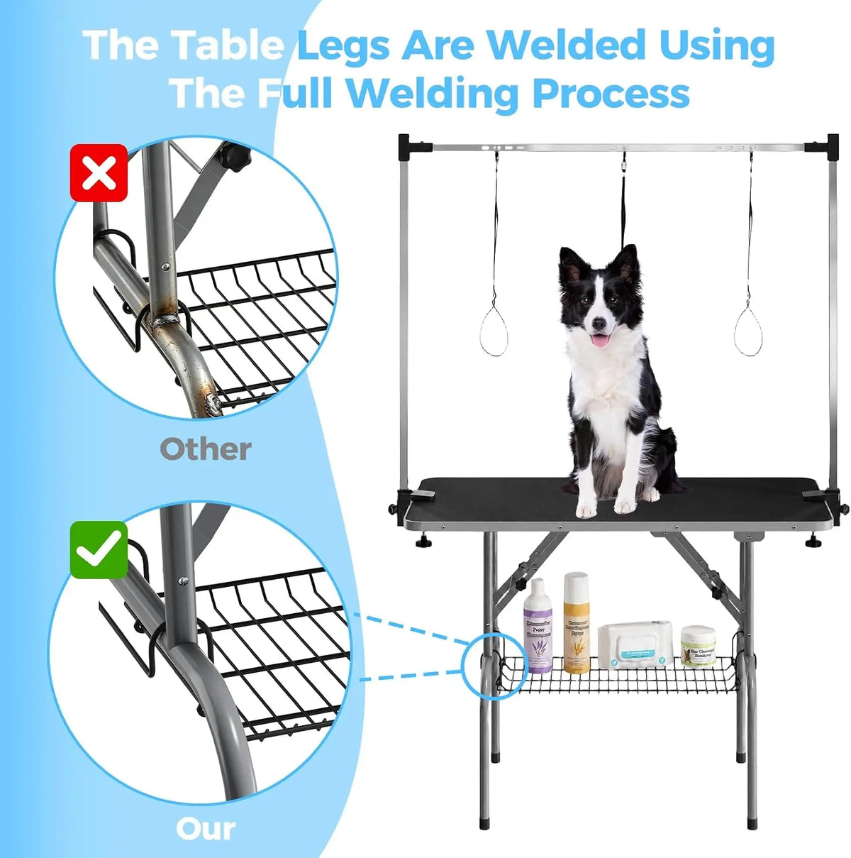 Garvee Foldable Professional Dog Grooming Table With Safety Nooses
