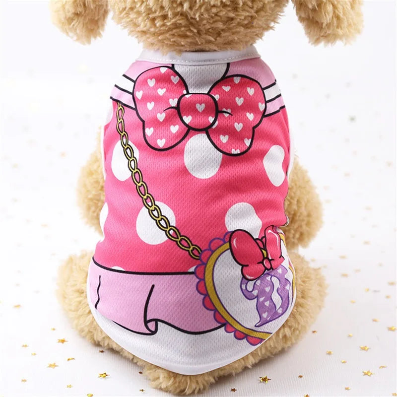 Cartoon Style Soft Dog Vest Shirt For Small Pets Everyday