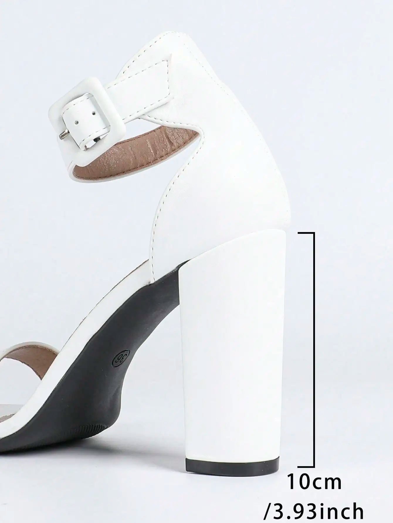 Elegant Women's Square Buckle High Heel Sandals PU Leather Party