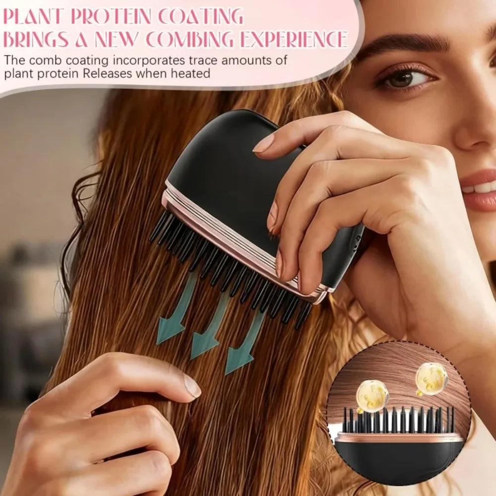 Zimir Mini Rechargeable Hair Straightener Brush With Temperature Control