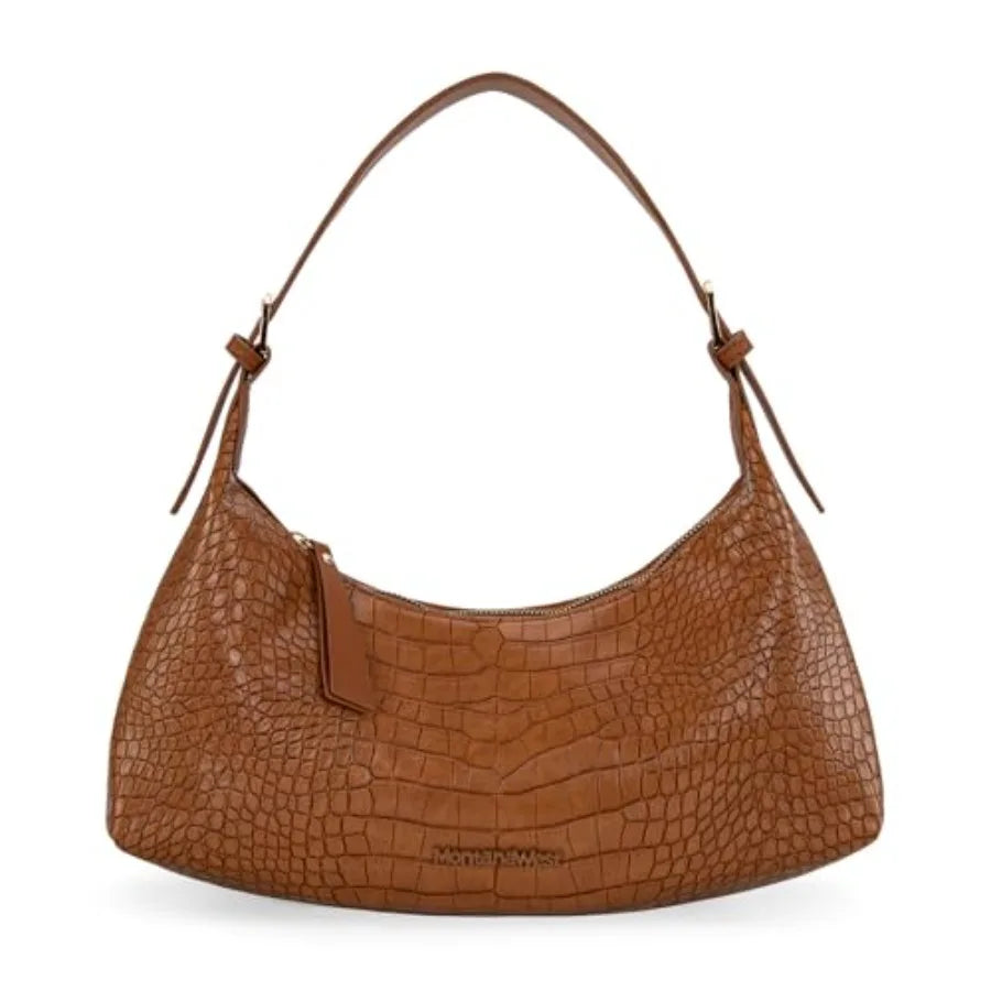 Genuine Leather Shoulder Purses for Women Crescent Hobo Bag