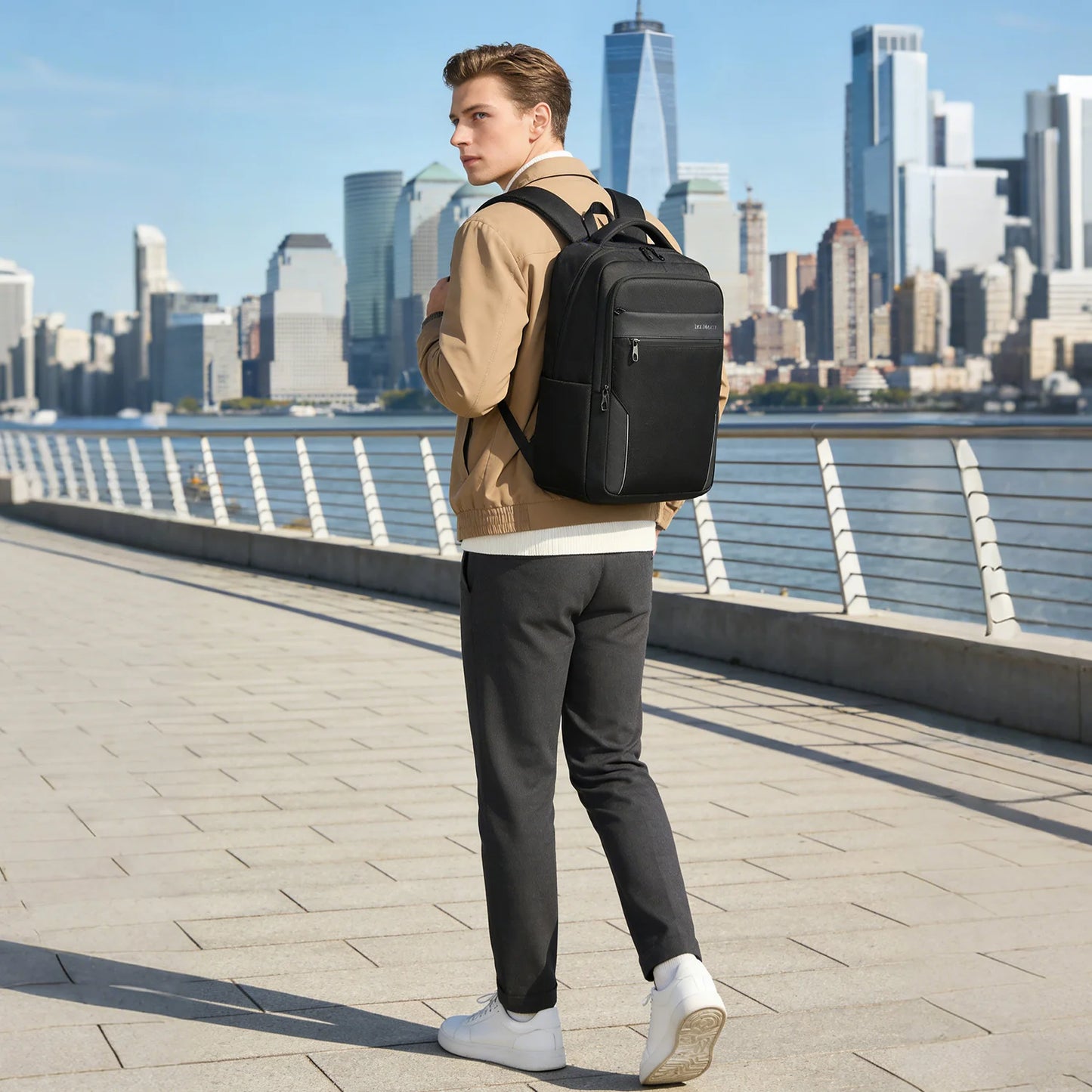 Waterproof Nylon Unisex Business Backpack With Laptop Compartment