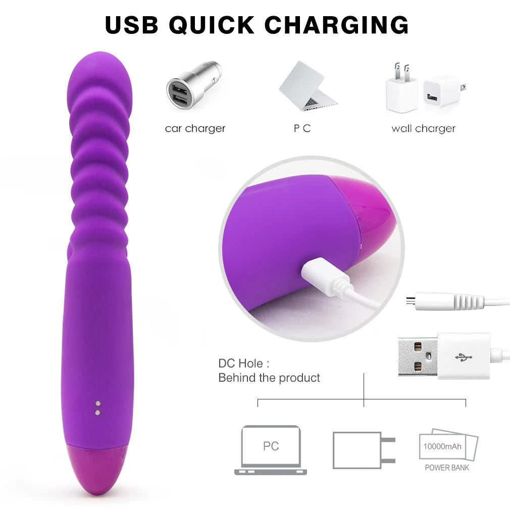 Vibrating Telescopic Flapping Clitoral Stimulator For Women