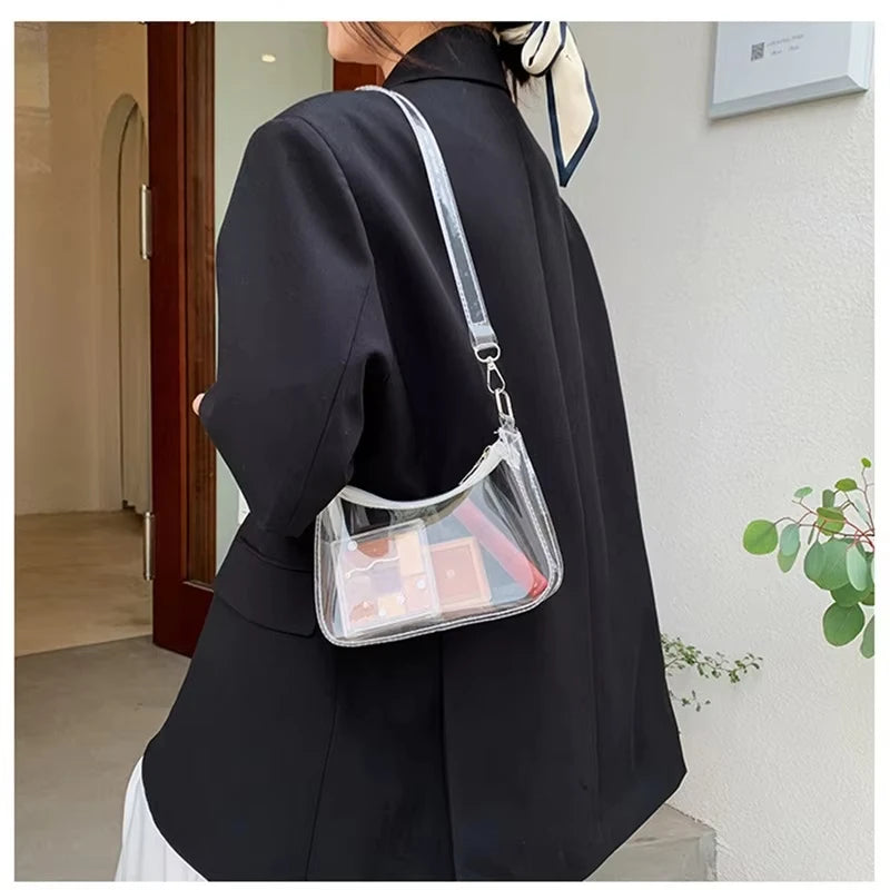 Waterproof Transparent Jelly Bag Women Clear Shoulder Purse