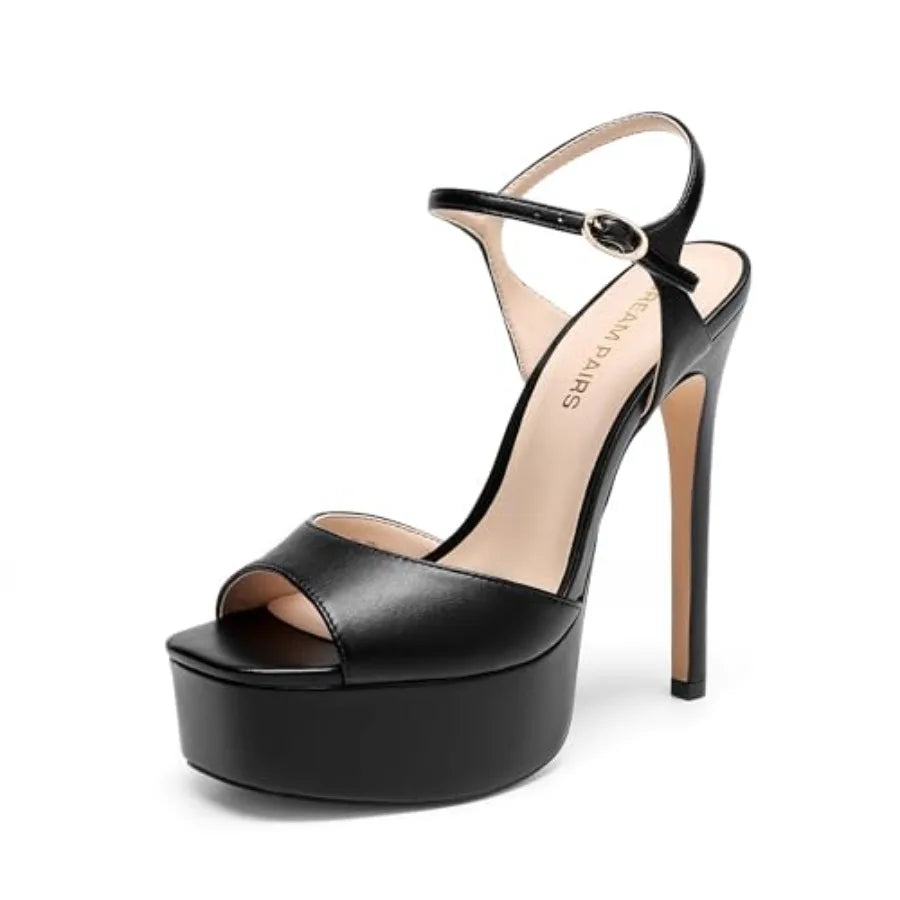 Womens Platform Stiletto Heels Open Toe Ankle Strap Sandals