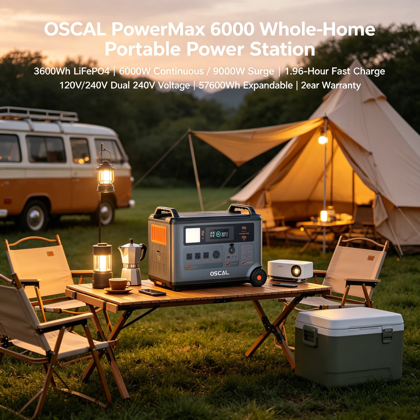 OSCAL PowerMax 6000W Whole Home Solar Generator 3600Wh LiFePO4