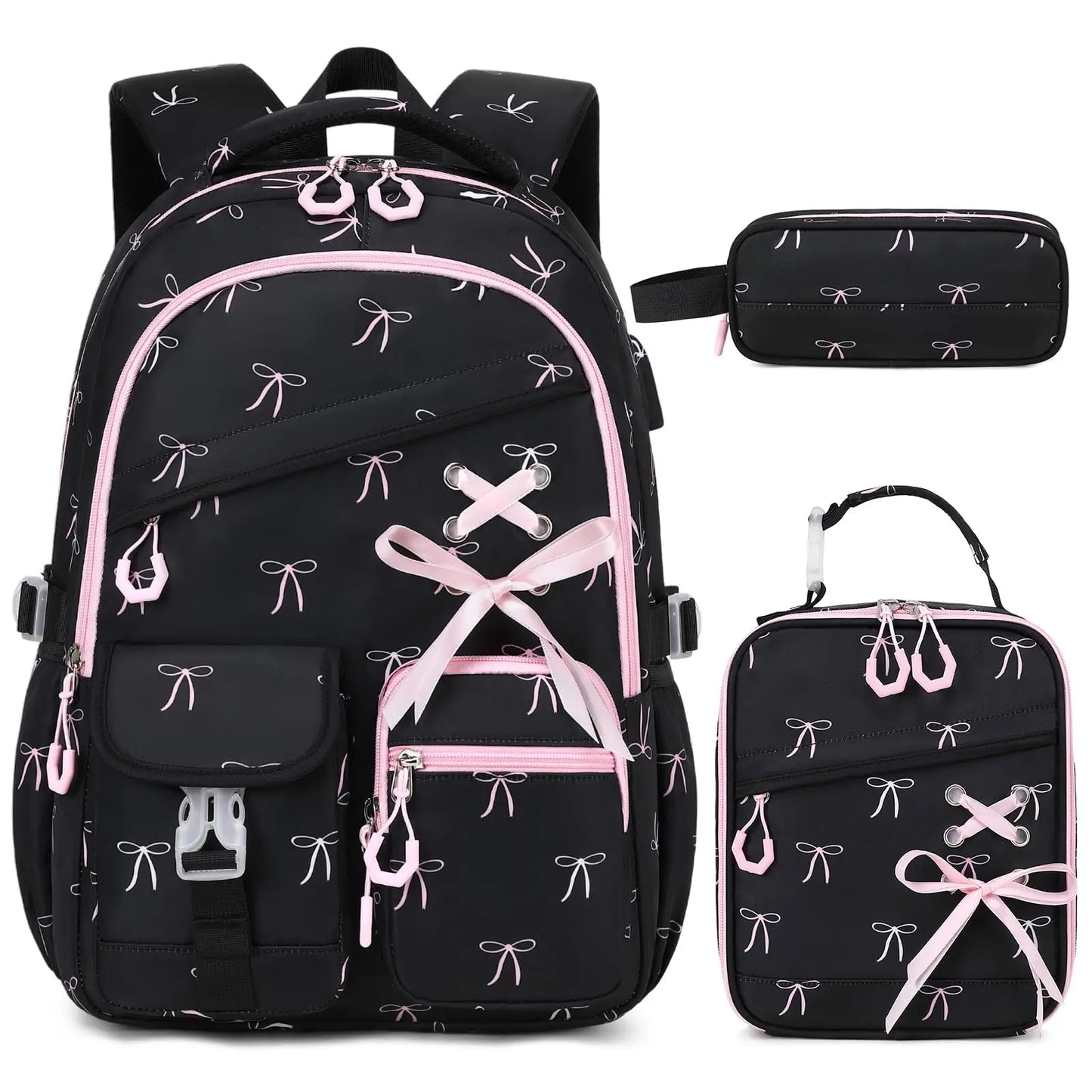 Adult Waterproof 3 Piece Backpack Set With Lunch Bag And Pencil Case