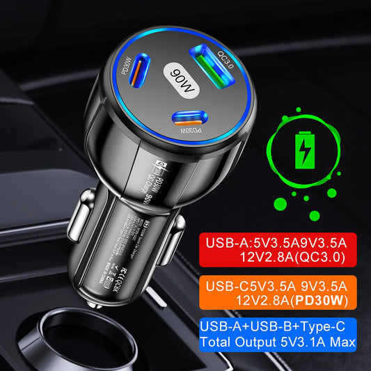 USB Type C Quick Charge Automotive Charger USB PD 3.0