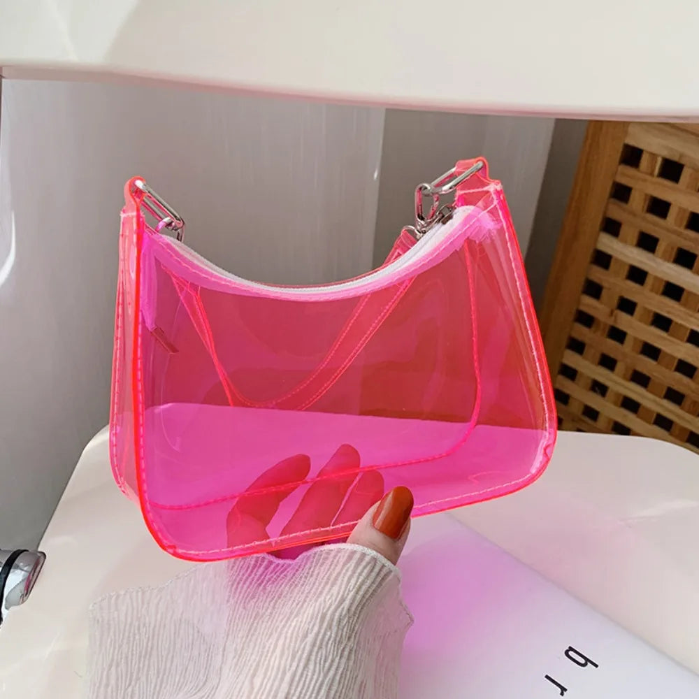 Waterproof Transparent Jelly Bag Women Clear Shoulder Purse