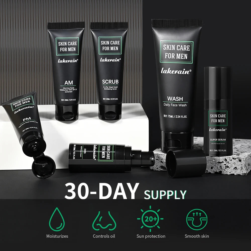 Ibcccndc Men Skincare Kit Deep Cleansing Oil Control Pores Minimizing