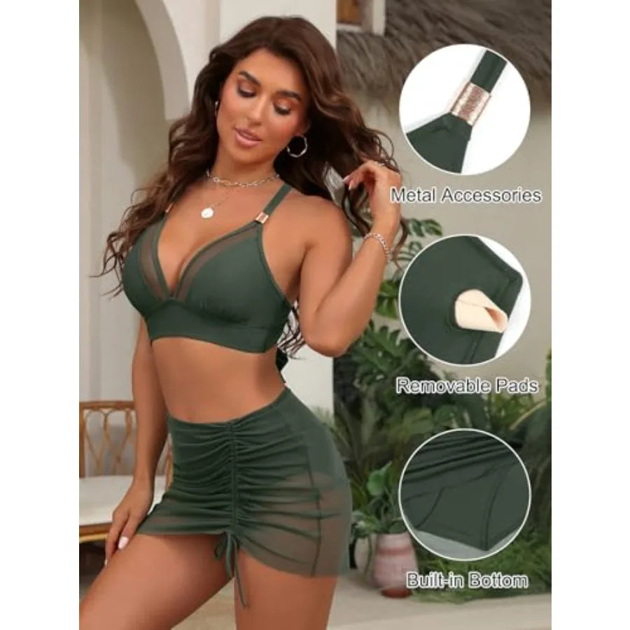 Womens High Waisted Bikini Set Two Piece Tummy Control Swimsuit