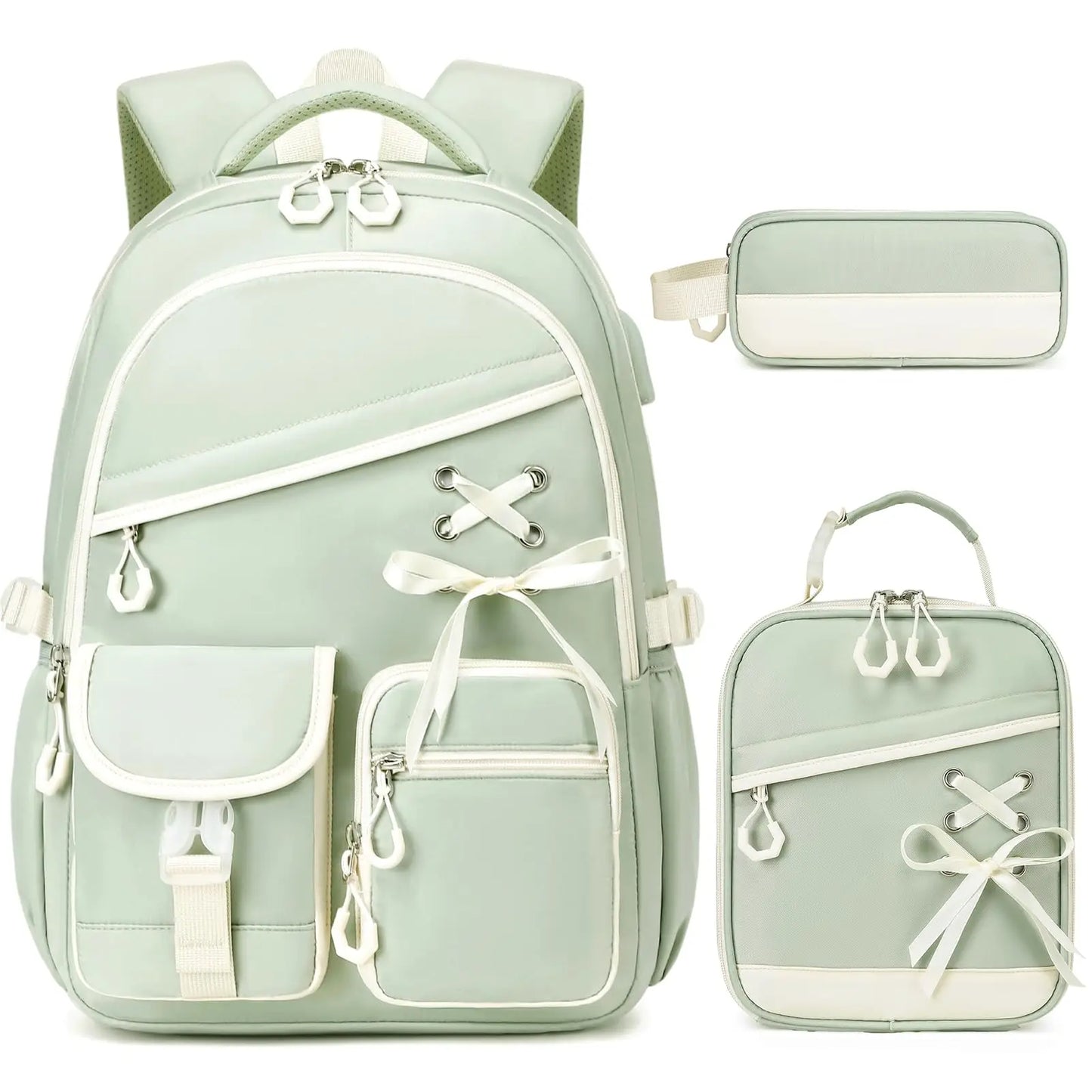 Adult Waterproof 3 Piece Backpack Set With Lunch Bag And Pencil Case