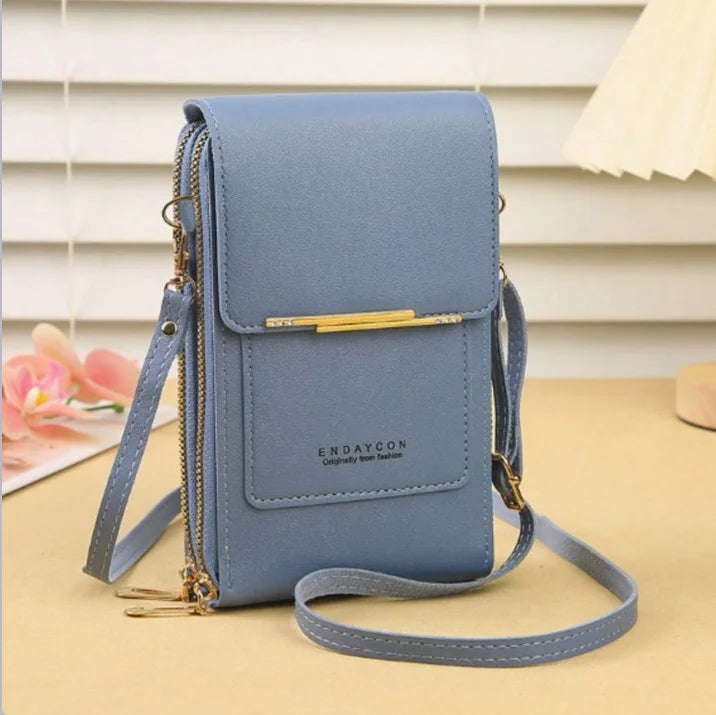 PU Crossbody Bag For Women With Card Slots Zipper Pocket