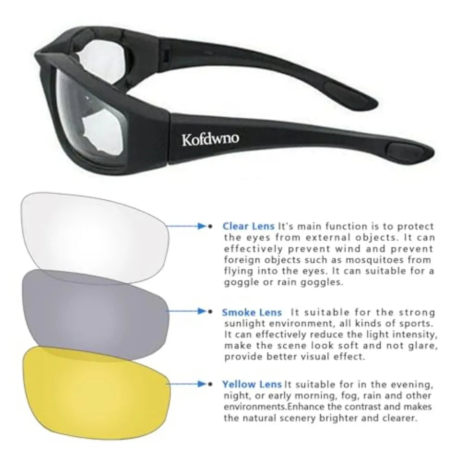 Motorcycle Riding Glasses With Foam Pad UV Protection Dustproof