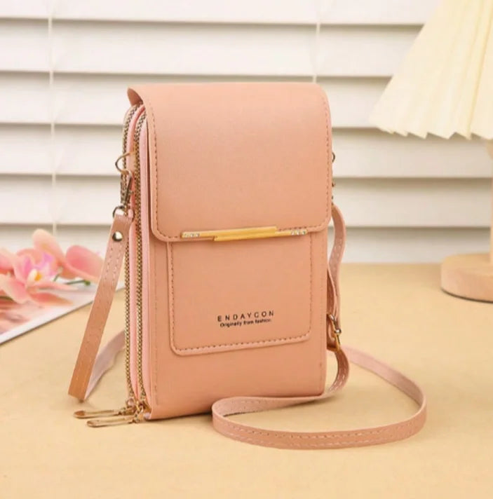 PU Crossbody Bag For Women With Card Slots Zipper Pocket