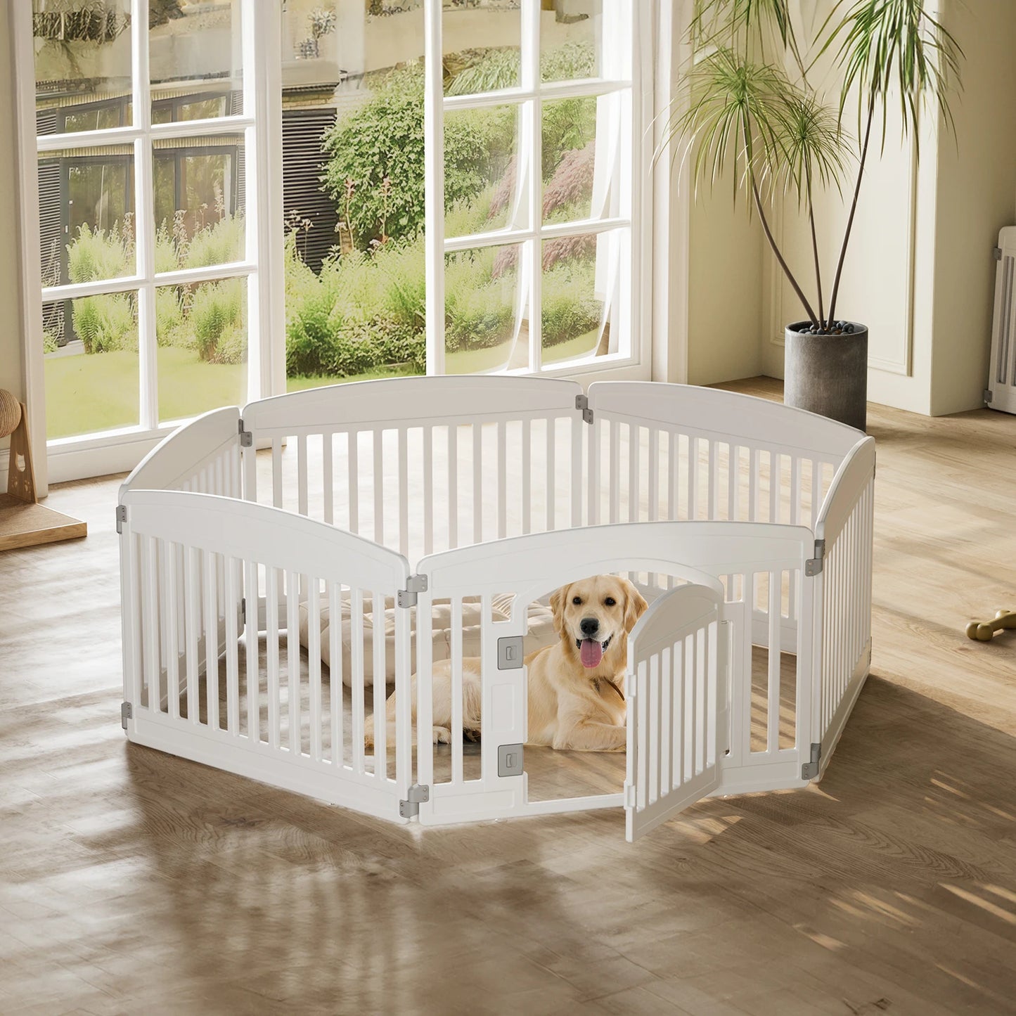 JHK Plastic Dog Playpen Six Panel Fence For Medium Dogs