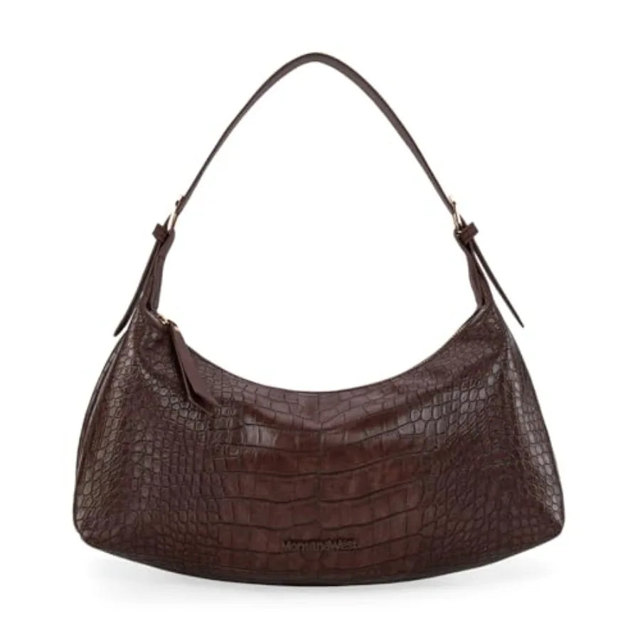 Genuine Leather Shoulder Purses for Women Crescent Hobo Bag