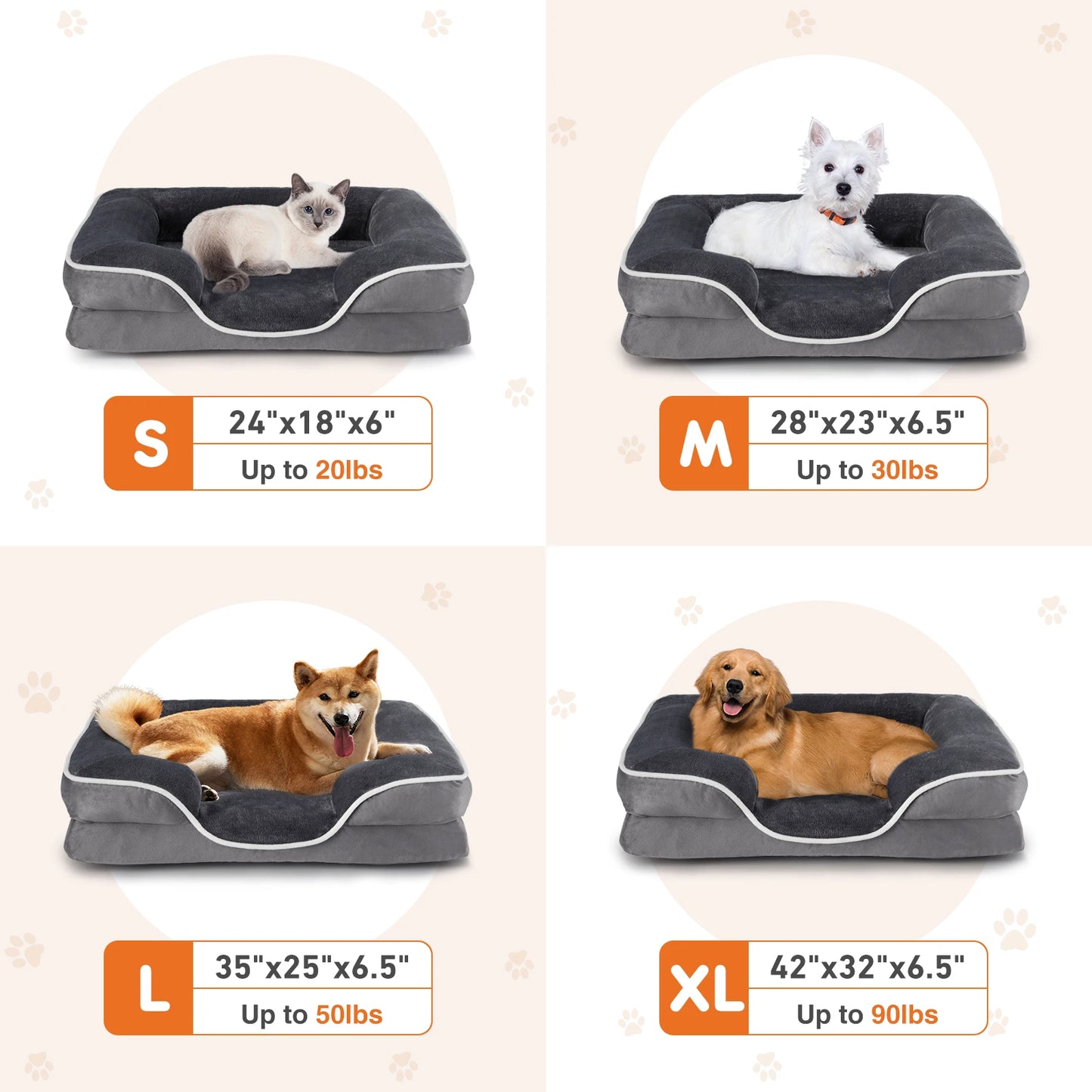JHK Orthopedic Memory Foam Pet Bed With Washable Removable Cover