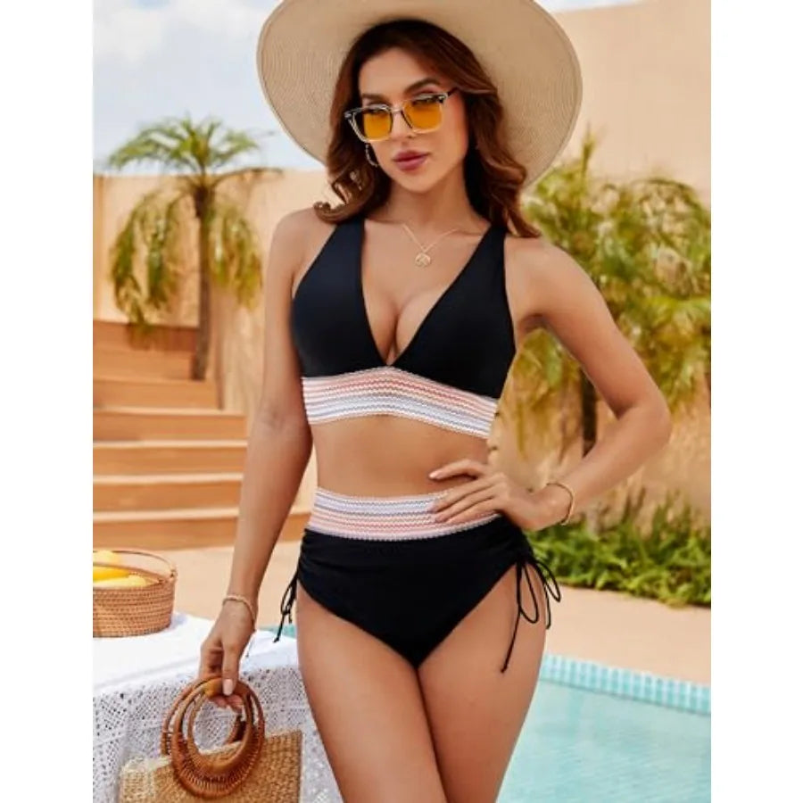 Blooming Jelly Women's High Waisted Bikini Set With Tummy Control