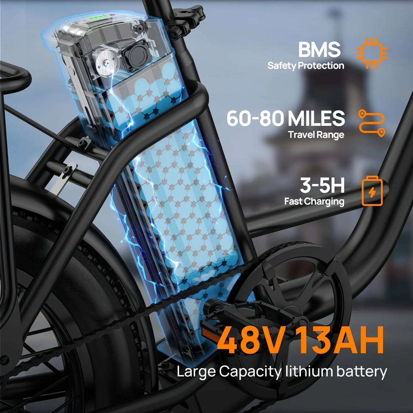 URLIFE 1000W E20 Electric Bike 28MPH With Removable 48V Battery