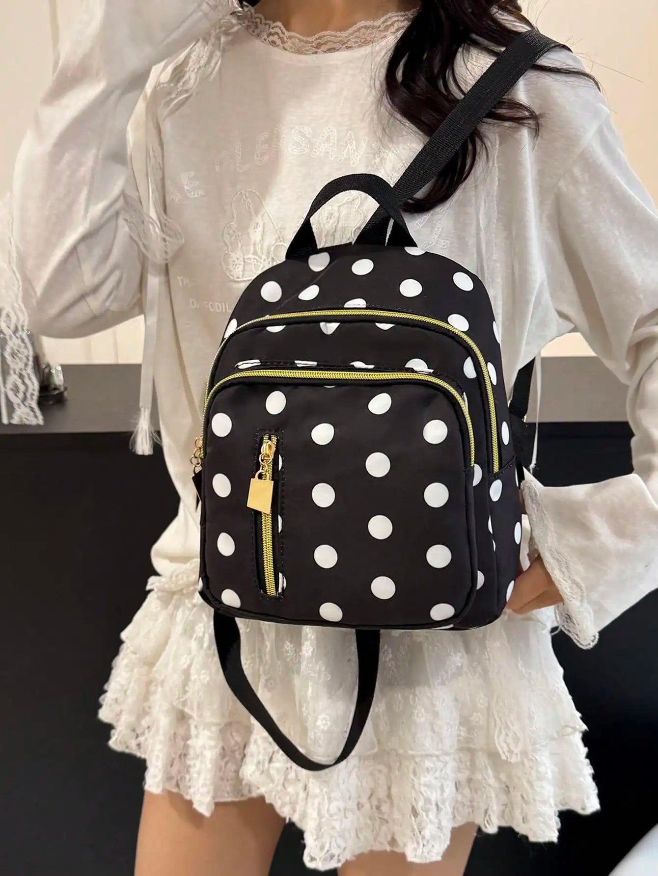 Nylon Women's Black Backpack With Laptop Compartment Casual Everyday