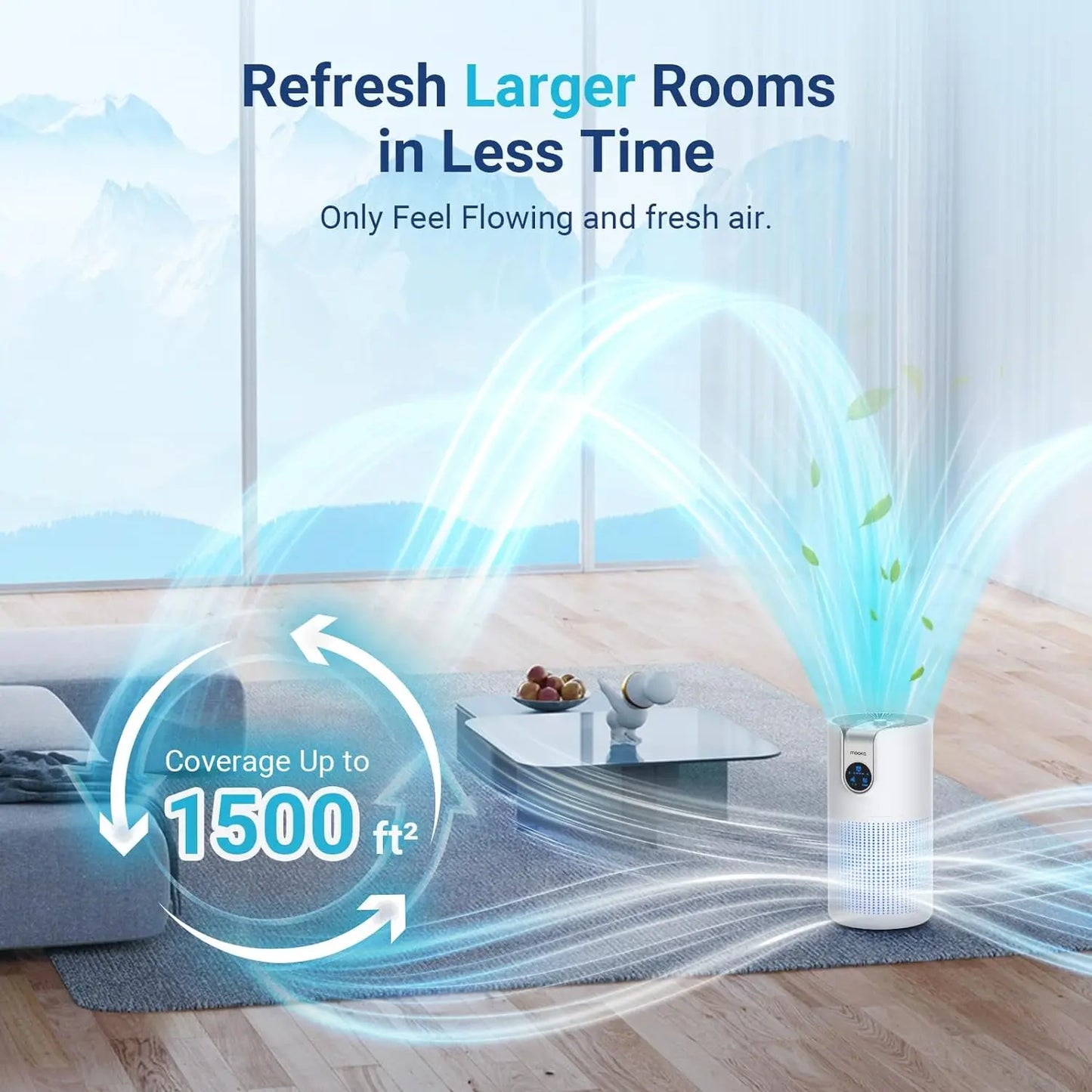 MOOKA Air Purifier for Large Rooms with Aromatherapy and HEPA