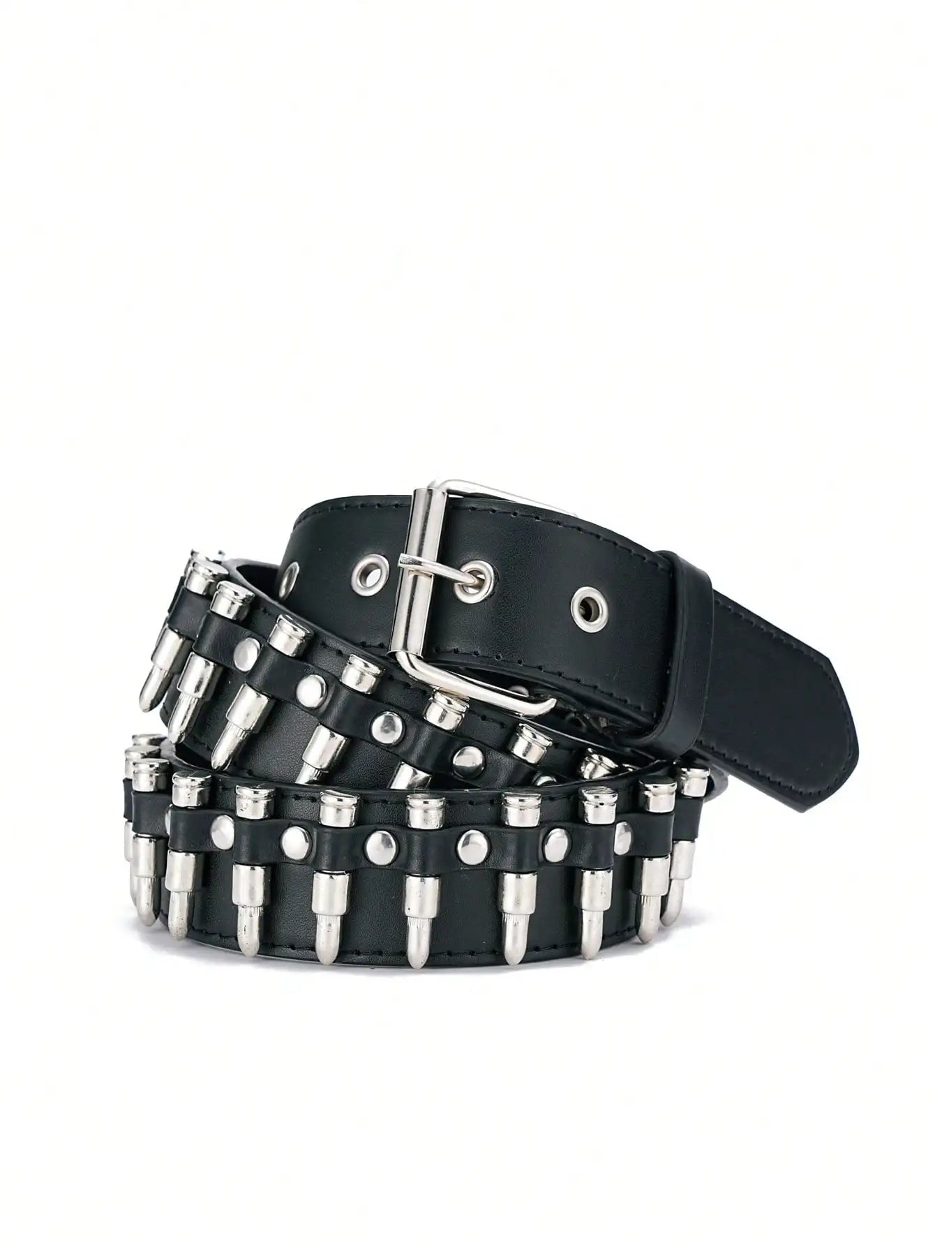 Unisex Punk Rock Y2K Style Belt With Release Buckle Leather