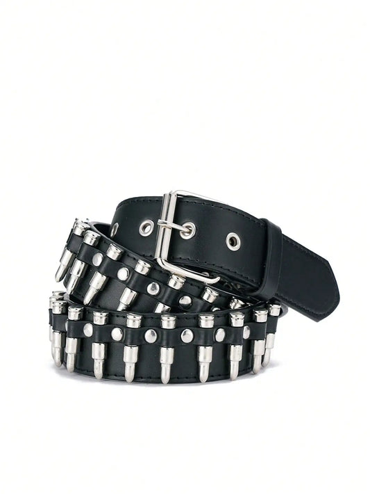 Unisex Punk Rock Y2K Style Belt With Release Buckle Leather