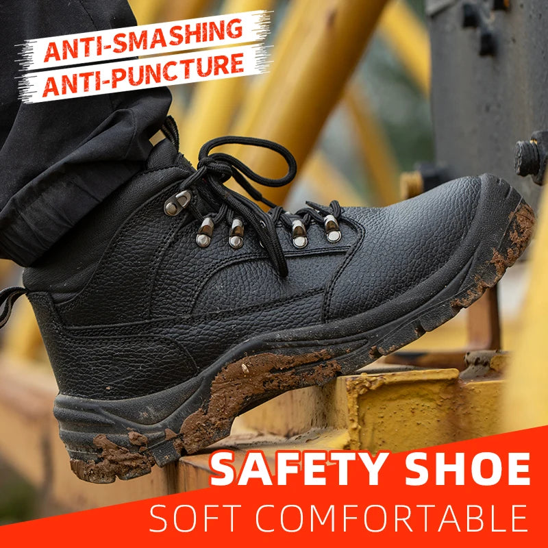 Puncture Proof Anti Skid Steel Toe High Top Work Shoes