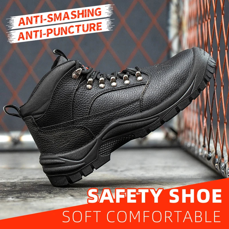 Puncture Proof Anti Skid Steel Toe High Top Work Shoes