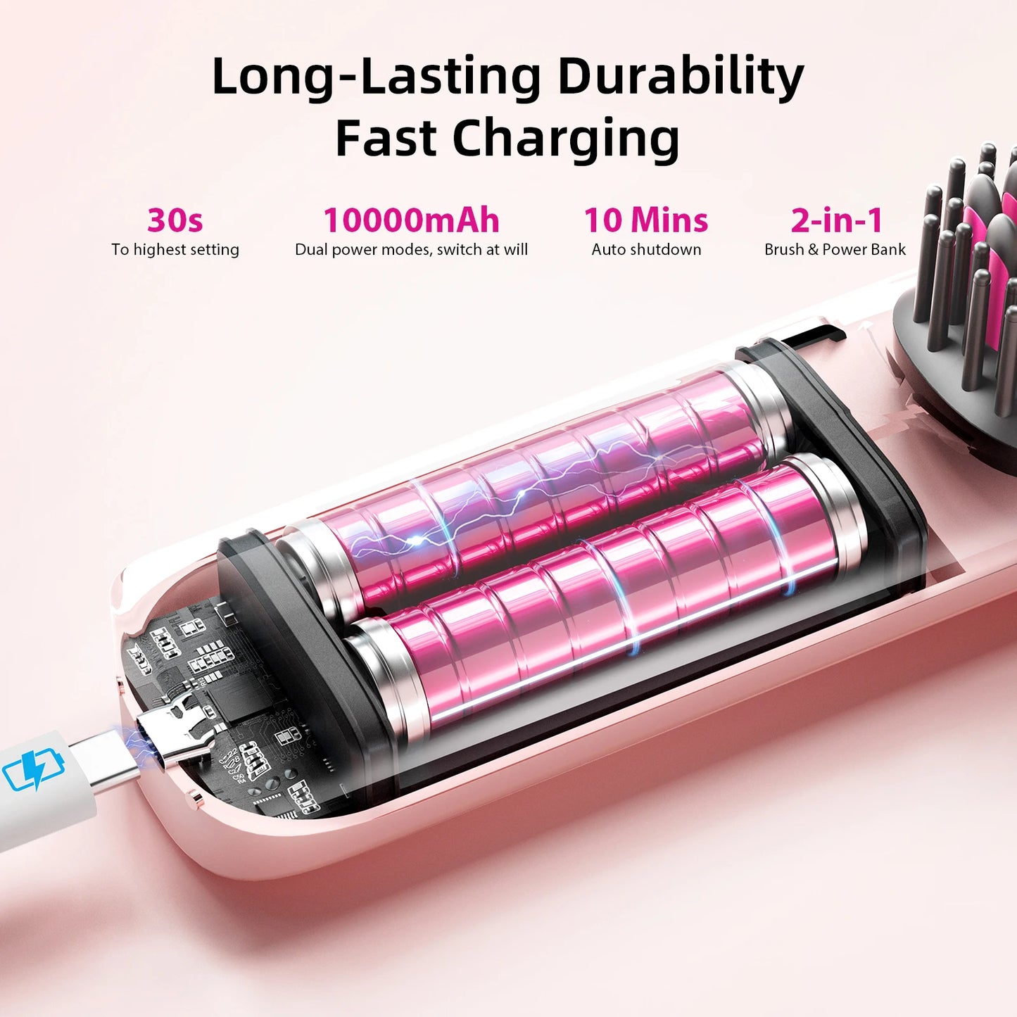 BOPCAL 2 In 1 Hair Straightener Brush Cordless Curling Comb
