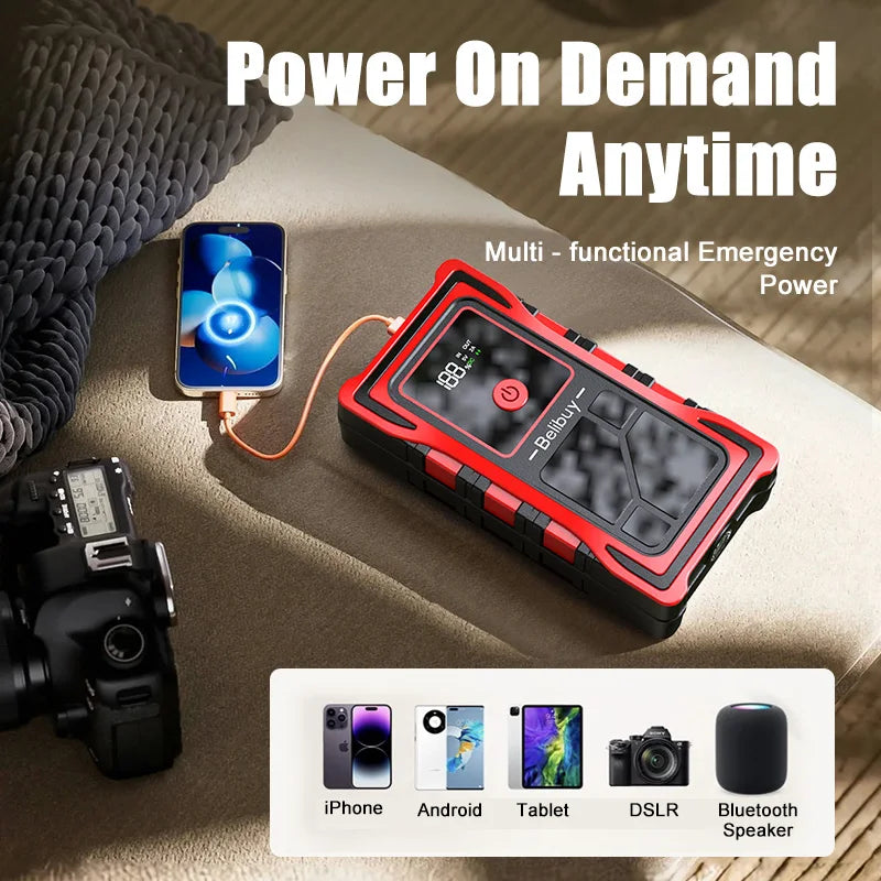 Portable Jump Starter 7000A Peak Current Bidirectional Fast Charge