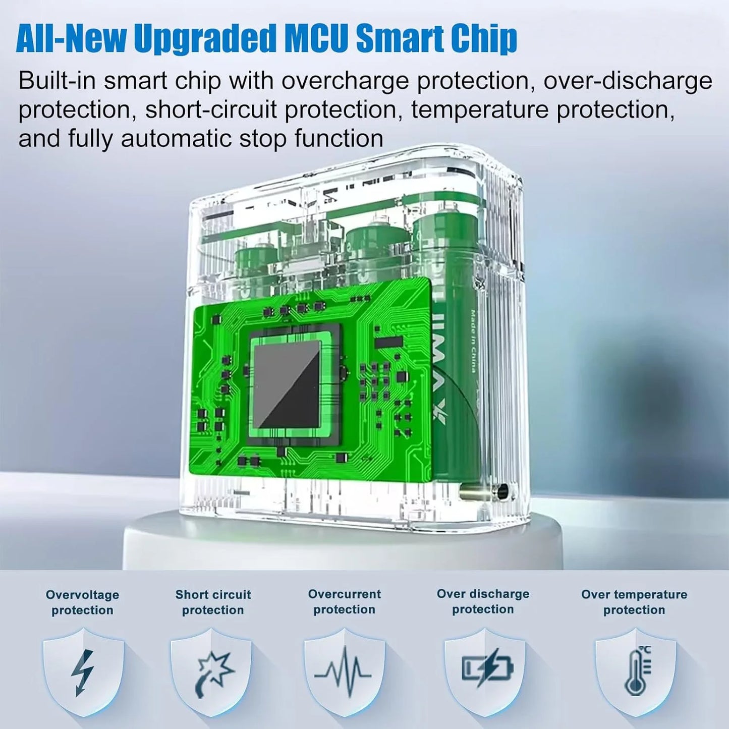 4-Slot Smart Battery Charger For AA Li-ion Batteries Type-C Cable